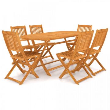 Set mobilier de grădină pliabil, 7 piese, lemn masiv acacia