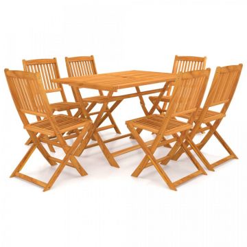 Set mobilier de grădină pliabil, 7 piese, lemn masiv acacia