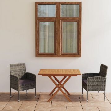 Set mobilier grădină, 3 piese, poliratan și lemn masiv acacia