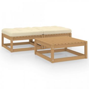 Set mobilier grădină cu perne, 3 piese, lemn masiv de pin