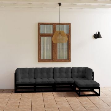 Set mobilier grădină cu perne, 5 piese, lemn masiv pin