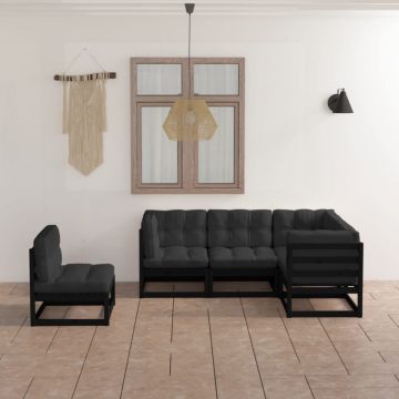 Set mobilier grădină cu perne, 5 piese, lemn masiv pin