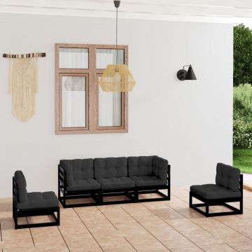 Set mobilier grădină cu perne, 5 piese, lemn masiv pin