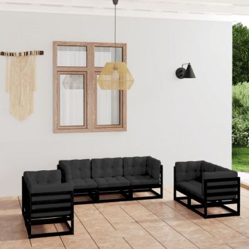 Set mobilier grădină cu perne, 7 piese, lemn masiv pin