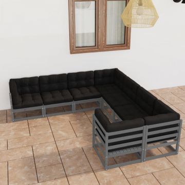 Set mobilier grădină cu perne, 8 piese, lemn masiv de pin