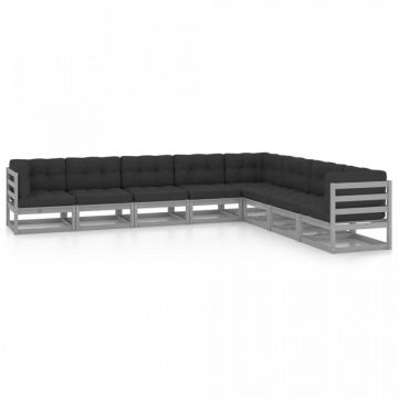 Set mobilier grădină cu perne, 8 piese, lemn masiv de pin
