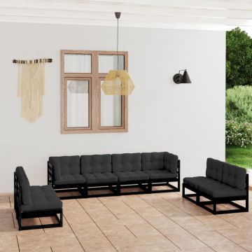 Set mobilier grădină cu perne, 8 piese, lemn masiv pin