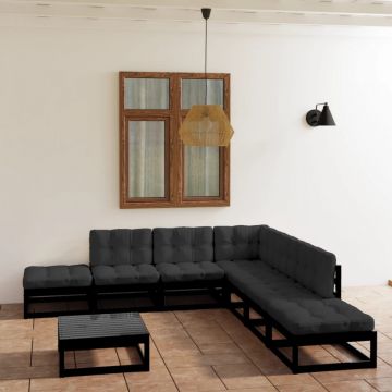 Set mobilier grădină cu perne, 8 piese, lemn masiv pin