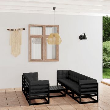 Set mobilier grădină cu perne, 8 piese, lemn masiv pin