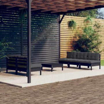 Set mobilier grădină cu perne antracit, 6 piese, lemn masiv pin