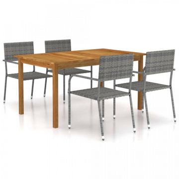 Set mobilier pentru grădină, 5 piese, gri