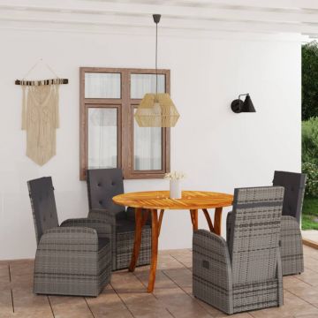 Set mobilier pentru grădină, 5 piese, gri