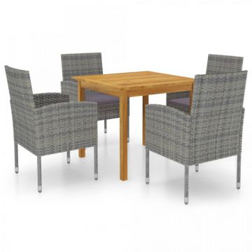 Set mobilier pentru grădină, 5 piese, gri