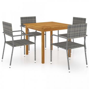 Set mobilier pentru grădină, 5 piese, gri