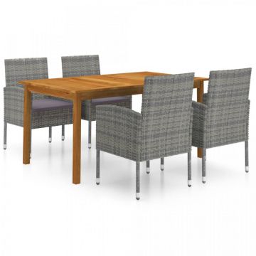 Set mobilier pentru grădină, 5 piese, gri