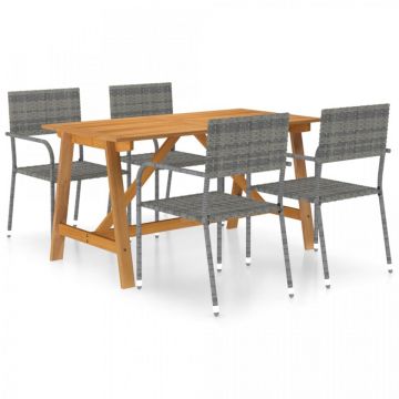 Set mobilier pentru grădină, 5 piese, gri