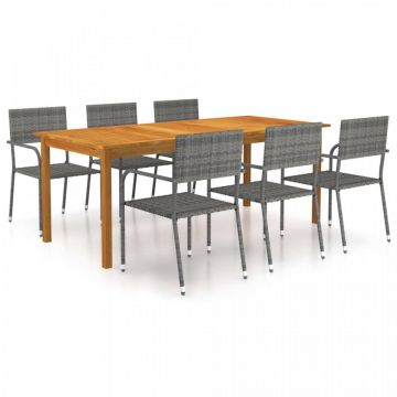 Set mobilier pentru grădină, 7 piese, gri
