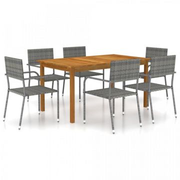 Set mobilier pentru grădină, 7 piese, gri