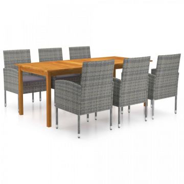Set mobilier pentru grădină, 7 piese, gri