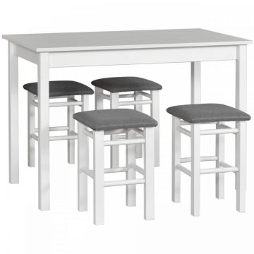 Masă MAX 2 Alb Laminat + Taburete T1 (4 buc.) Alb / 9B