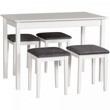 Masă MAX 2 Alb Laminat + Taburete T3 (4 buc.) Alb / 24B