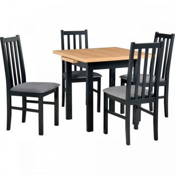 Masă MAX 7 Grandson Laminat / Negru + Scaune BOS 10 (4 buc.) Negru / 28B