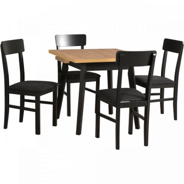 Masă OSLO 1 L Grandson Laminat / Negru + Scaune LEO 1 (4 buc.) Negru / 13B