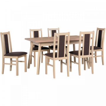 Masă OSLO 5 Sonoma Laminat + Scaune BOS 14 (6 buc.) Sonoma / 22B