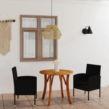 Set de masă pentru grădină, 3 piese, negru