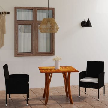 Set de masă pentru grădină, 3 piese, negru