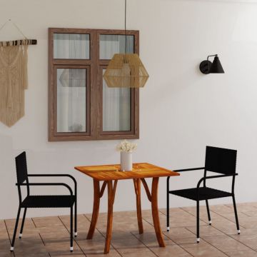 Set de masă pentru grădină, 3 piese, negru