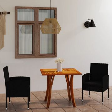 Set de masă pentru grădină, 3 piese, negru