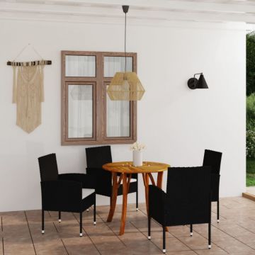 Set de masă pentru grădină, 5 piese, negru