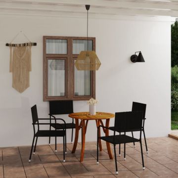 Set de masă pentru grădină, 5 piese, negru