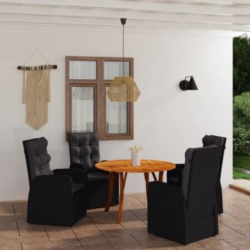 Set de masă pentru grădină, 5 piese, negru