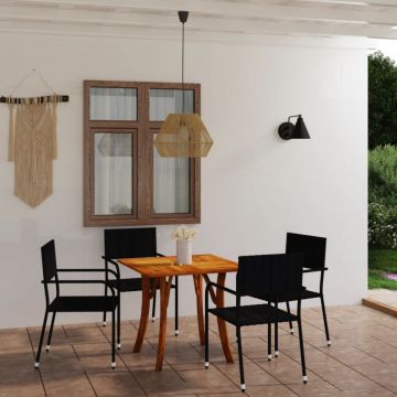 Set de masă pentru grădină, 5 piese, negru