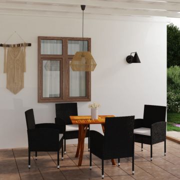 Set de masă pentru grădină, 5 piese, negru