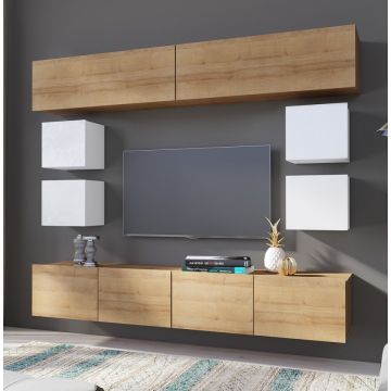 Set de mobilier CALABRIA 10 Alb / Stejar Auriu