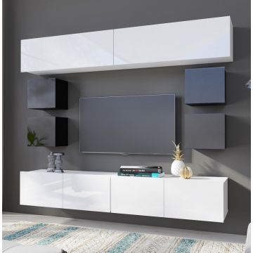 Set de mobilier CALABRIA 10 Negru / Alb Lucios
