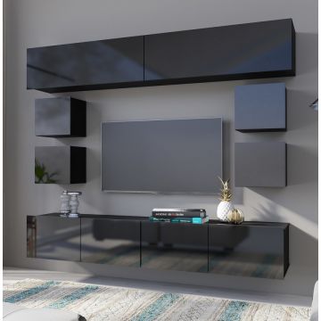 Set de mobilier CALABRIA 10 Negru / Negru Lucios