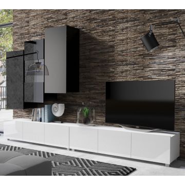 Set de mobilier CALABRIA 11 Negru / Alb Lucios