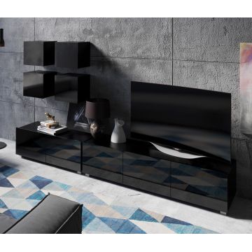 Set de mobilier CALABRIA 12 Negru / Negru Lucios