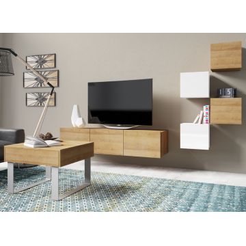 Set de mobilier CALABRIA 16 Alb / Stejar Auriu