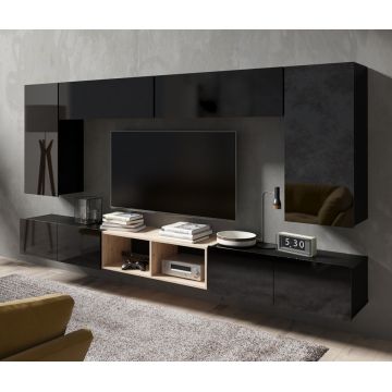 Set de mobilier CALABRIA 23 Negru / Negru Lucios