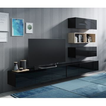 Set de mobilier CALABRIA 27 Negru / Negru Lucios
