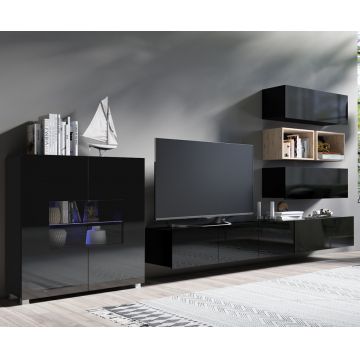 Set de mobilier CALABRIA 28 Negru / Negru Lucios