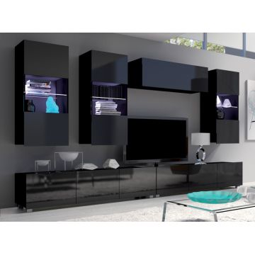 Set de mobilier CALABRIA 5 Negru / Negru Lucios