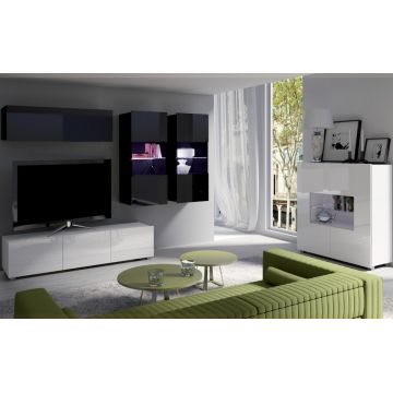Set de mobilier CALABRIA 6 Negru / Alb Lucios
