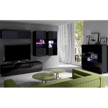 Set de mobilier CALABRIA 6 Negru / Negru Lucios