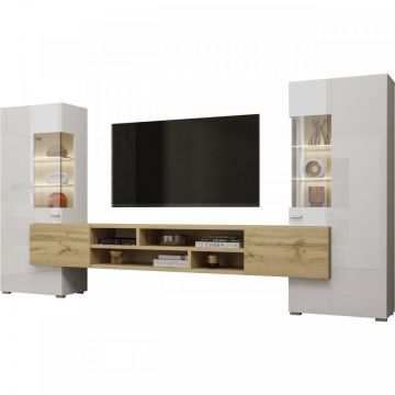 Set de mobilier COBY 10 Stejar Wotan / Alb Lucios